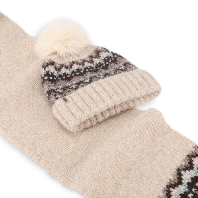 totes toasties® Ladies Fair Isle Scarf & Hat Set Grey Extra Image 5